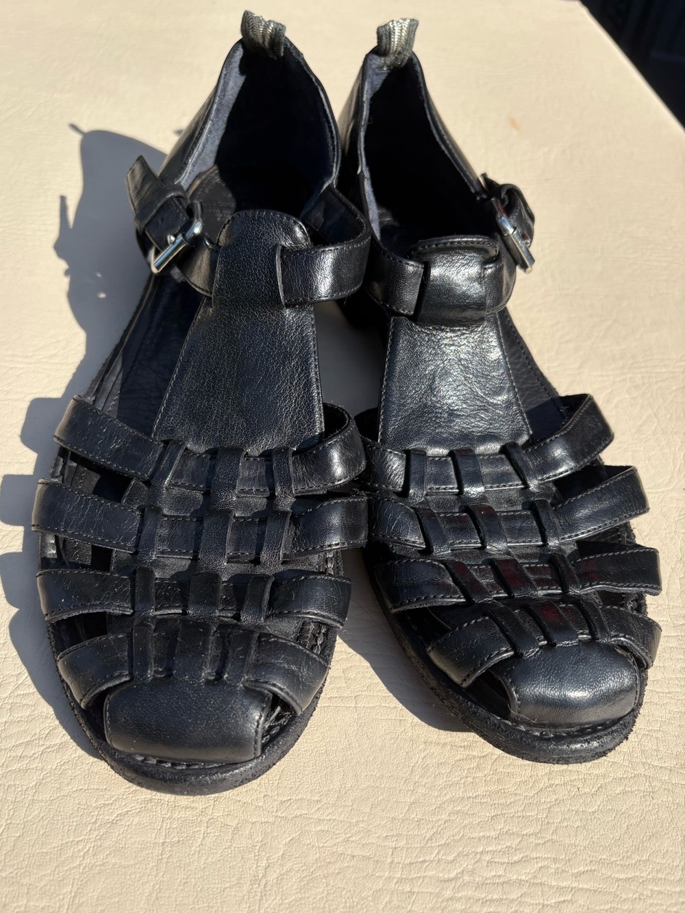 Officine Creative Lexicon 521 Black Leather Woven Sandals